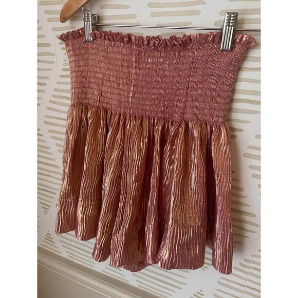 Queen of Sparkles Women’s Medium Rose Gold Smocked Waist Swing Shorts - Picture 4 of 6